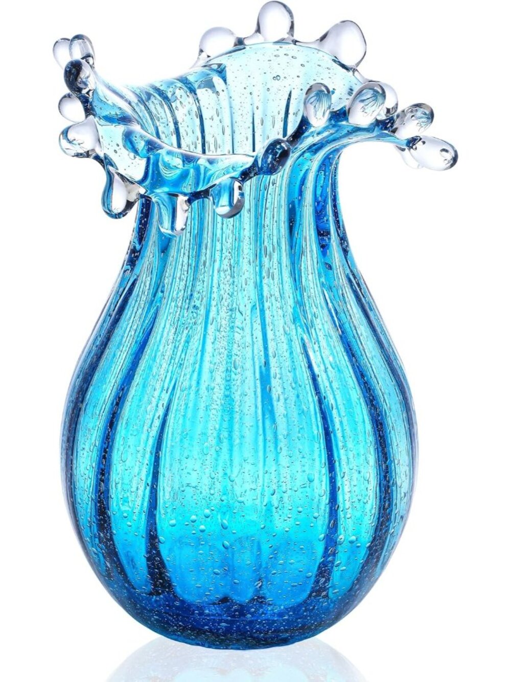 8 Inch Moder Blown Glass Art Flower Vase Living Room Office Home Decoration